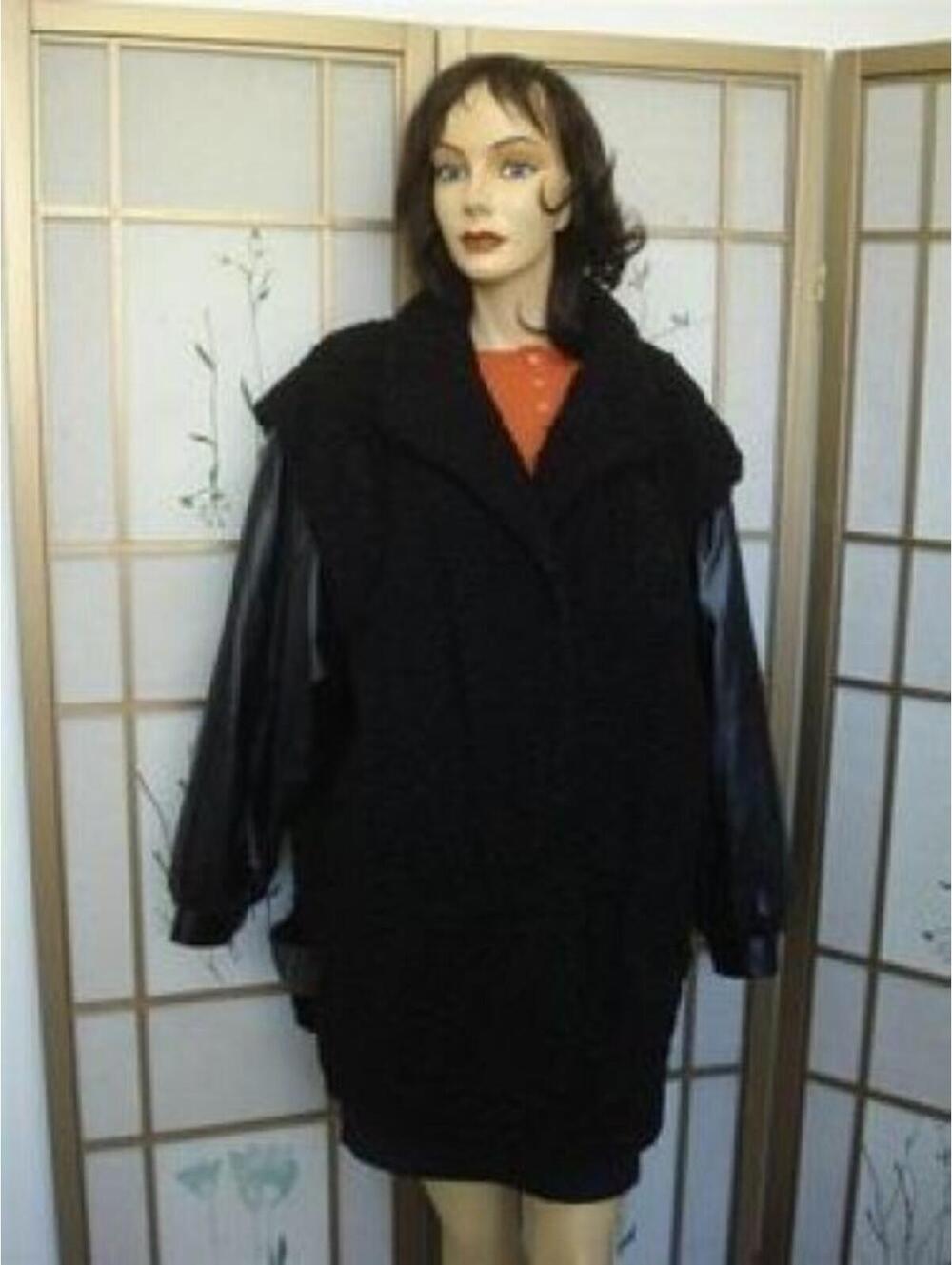 EXCELLENT ASTRAKHAN LAMB FUR & LEATHER JACKET WOMEN SZ 12